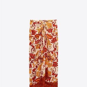 NWOT Zara Printed Wrap Midi Skirt